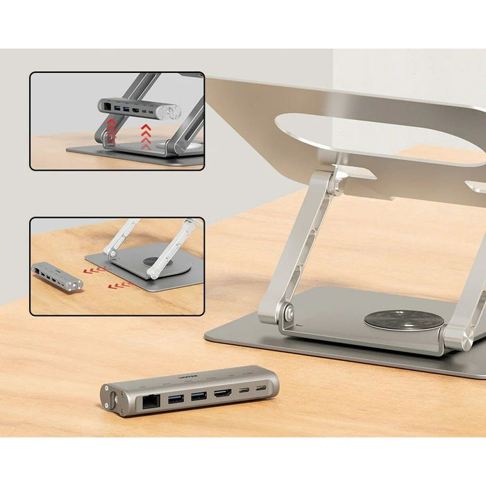 Folding and Adjustable Laptop Stand Unitek D1109B01 Aluminium - Монтиране на екрани<<<Електроника Периферни и резервни