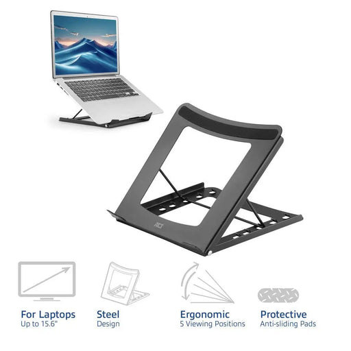 Folding laptop stand ACT AC8145 5 positions Black - Охлаждащи поставки за лаптопи<<<Лаптопи таблети и