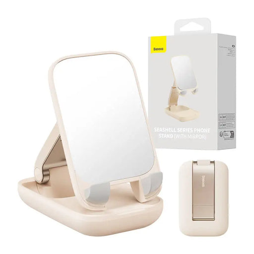 Folding Phone Stand Baseus with mirror (beige) - Straps mounts and holders<<<Mounts<<<Tripods<<<Selfie