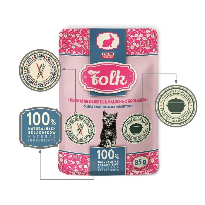 FOLK Kitten Subtle rabbit delicacy - wet cat food - 85g