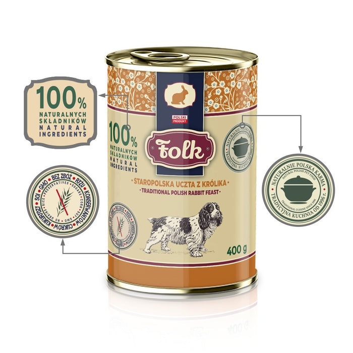 FOLK Traditional polish rabbit feast - wet dog food - 400g