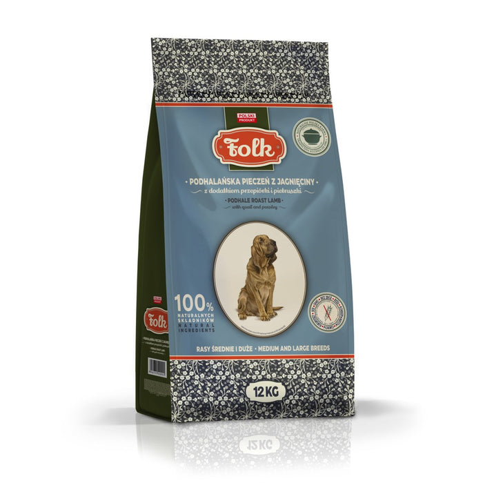 FOLK Medium and large breeds Podhale-style lamb roast with quail and parsley - dry dog food - 12kg