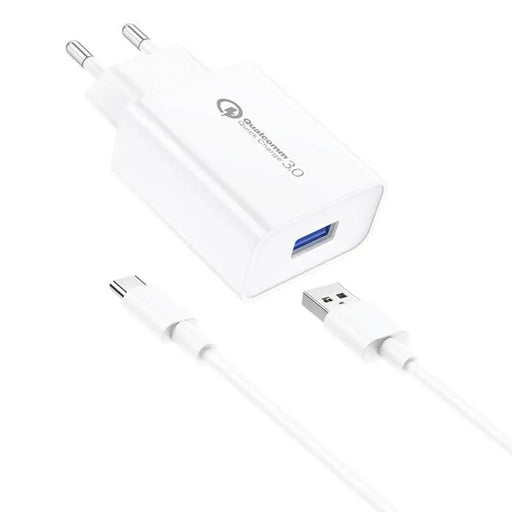 Foneng EU13 18W Wall Charger + USB to USB-C Cable 3A (White) - mains chargers<<<Chargers<<<GSM Accessories<<<InnproXML