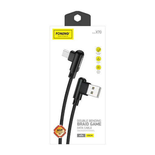 Foneng X70 Angled USB to Micro USB Cable 3A 1m (Black) - USB to Micro USB<<<USB cables<<<GSM Accessories<<<InnproXML