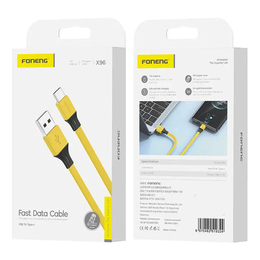Foneng X96 USB-A to USB-C cable 2.4A 1m (yellow) - USB to USB-C<<<USB cables<<<GSM Accessories<<<InnproXML