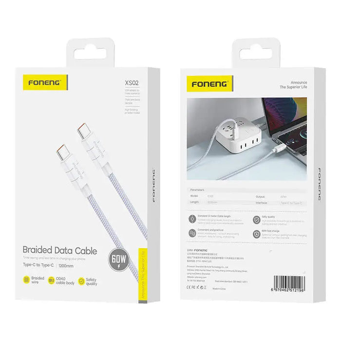 Foneng XS02 60W USB-C to USB-C cable 1.2m (purple) - USB-C to USB-C<<<USB cables<<<GSM Accessories<<<InnproXML
