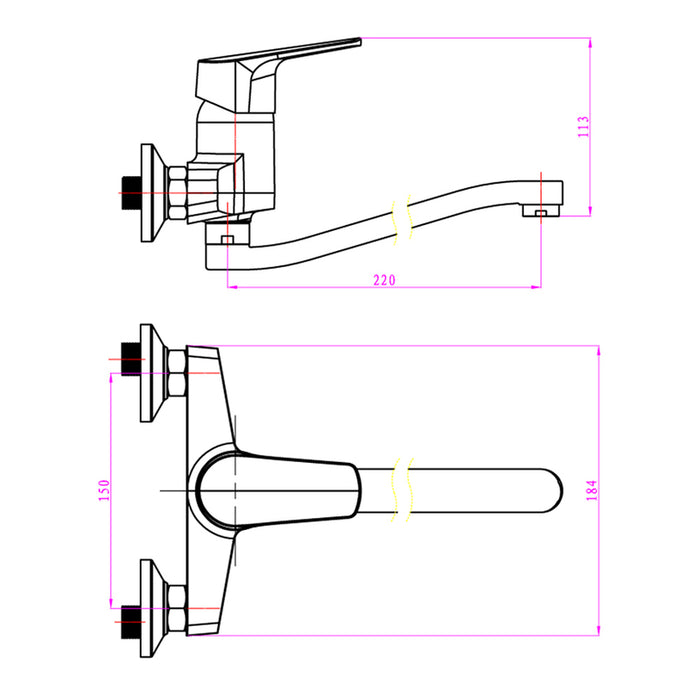FORMA VITA BERGAMO WALL-MOUNTED KITCHEN MIXER