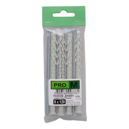 FRAME DOWEL WITH SCREW F8X120MM 4 PCS PRO M - Комплекти дюбели<<<Дюбели<<<Инструменти и железария<<<Praktiker