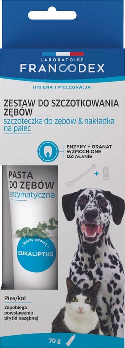 FRANCODEX Toothbrush and toothpaste for dog and cat - 70g