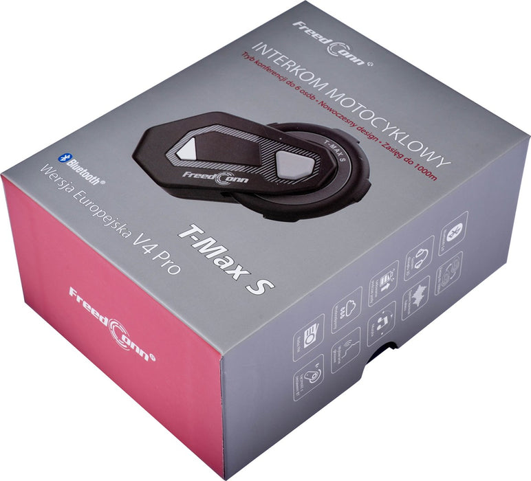 FREEDCONN T-MAX S V4 PRO SINGLE motorcycle intercom Black