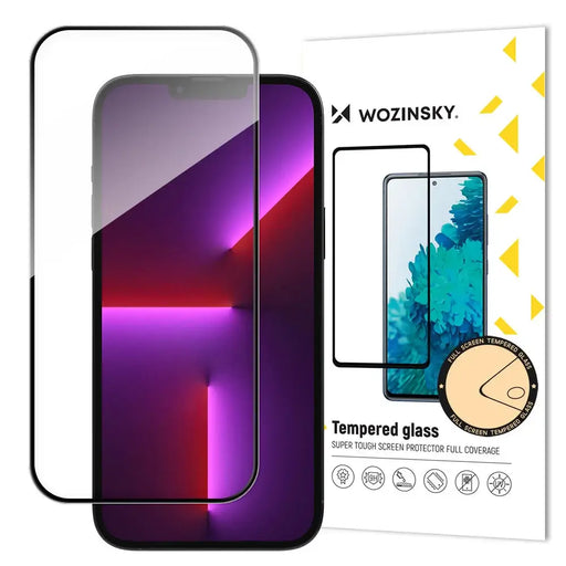 Full Screen Tempered Glass with Frame Case Friendly Wozinsky Full Glue iPhone 15 Pro - Black - Cell phone tempered