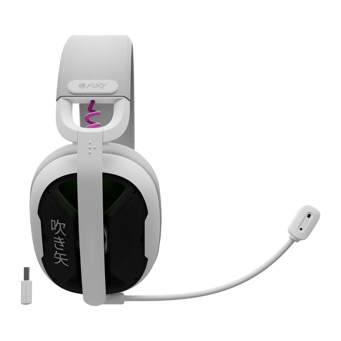 Fury Gaming Headset, Fukiya F6, Wireless With Microphone, White