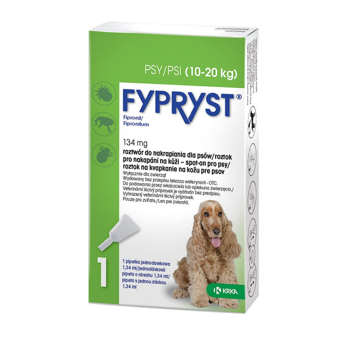 FYPRYST 134mg M (10-20kg) - drops against fleas and ticks for dogs – 1x1,34ml