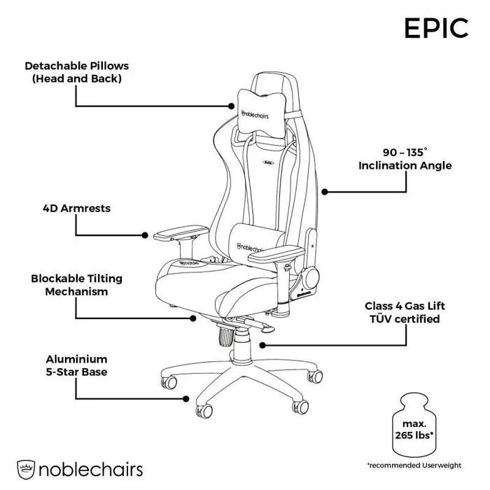 Gaming chair noblechairs EPIC Black Edition - Геймърски столове<<<Геймърска периферия<<<ValiAPI