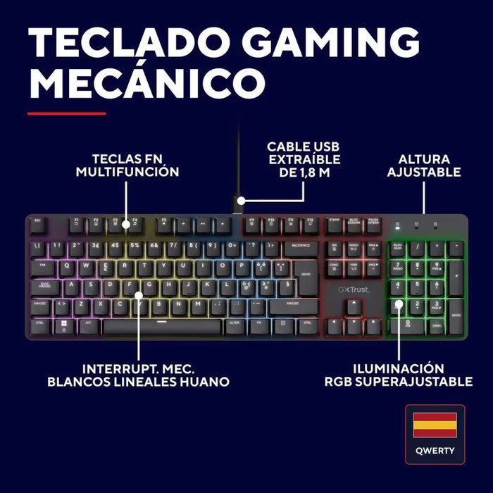 Gaming Keyboard Trust 25682 Black Spanish Qwerty - Компютър Игри<<<Компютри| Електроника<<<BigBuy&&&Gaming