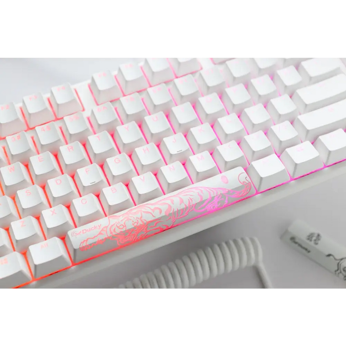 Gaming Mechanical Keyboard Ducky One 3 Pure White Full Size Hotswap Cherry MX Blue RGB PBT Keycaps - Геймърски