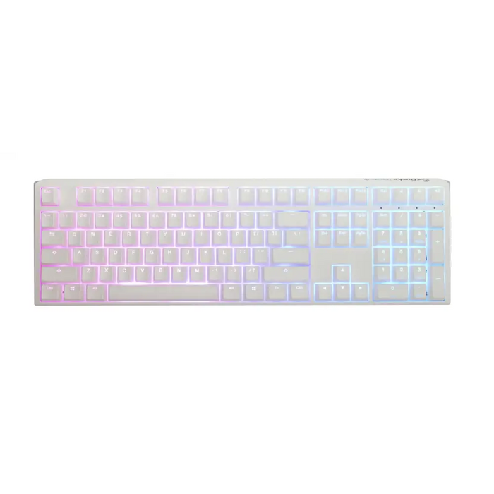 Gaming Mechanical Keyboard Ducky One 3 Pure White Full Size Hotswap Cherry MX Clear RGB PBT Keycaps - Геймърски