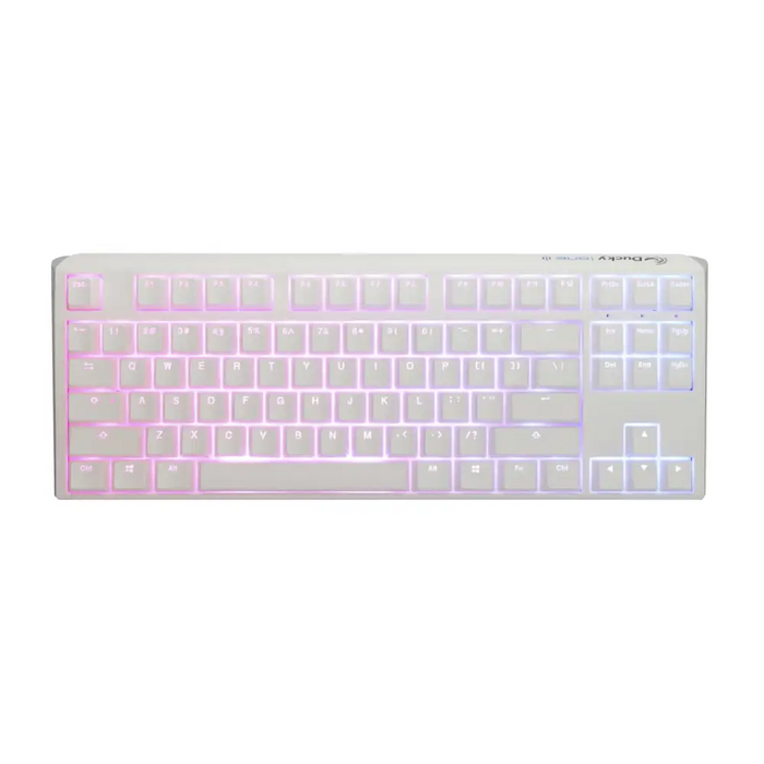 Gaming Mechanical Keyboard Ducky One 3 Pure White TKL Hotswap Cherry MX Red RGB PBT Keycaps - Геймърски