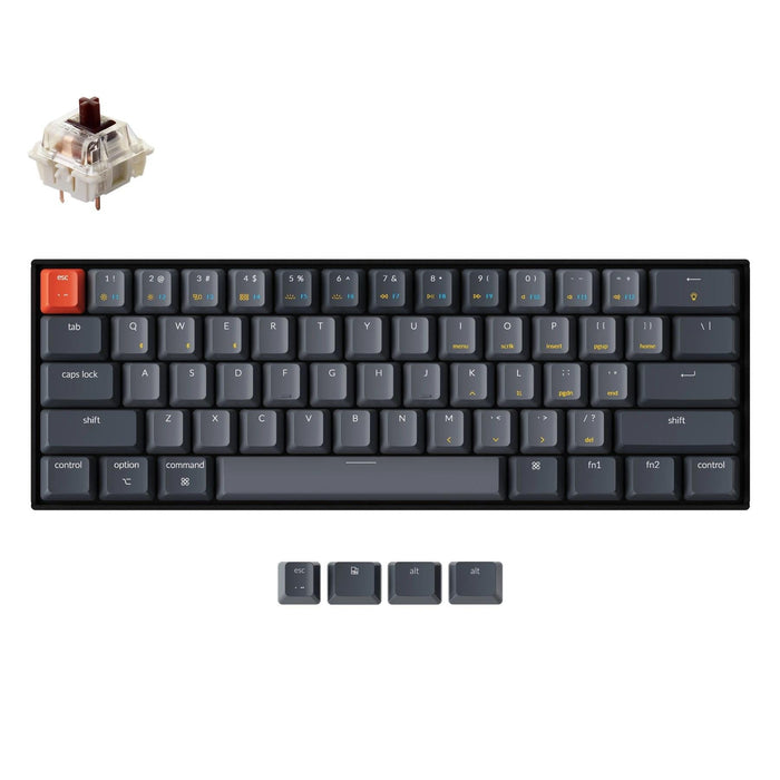 Gaming Mechanical Keyboard Keychron K12 Hot-Swappable Aluminum 60% Gateron Brown Switch RGB LED ABS - Геймърски