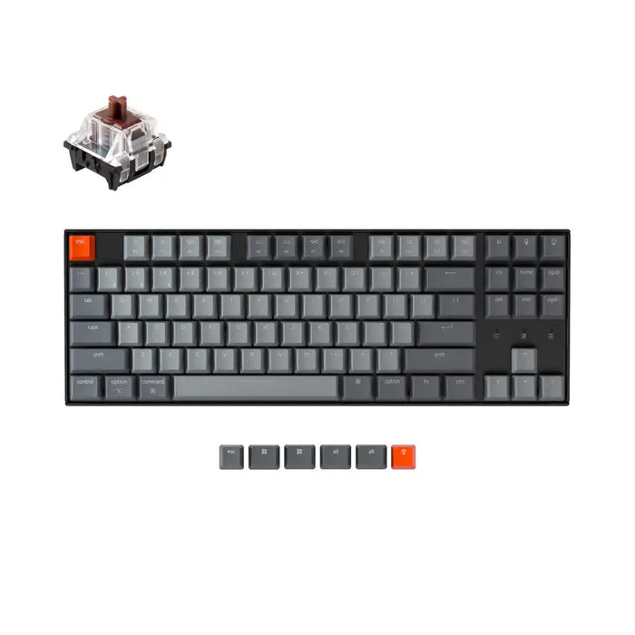 Gaming Mechanical Keyboard Keychron K8 TKL Hot-Swappable Gateron Optical Brown Switch RGB Backlight - Геймърски
