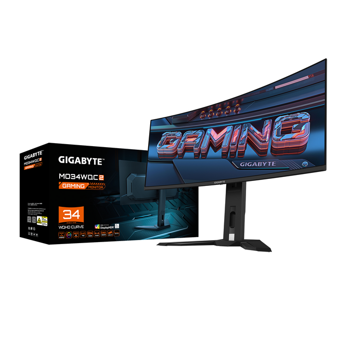 Gaming monitor GIGABYTE MO34WQC2,QD-OLED WQHD(3440x1440) 240Hz 0.03ms Vesa ClearMR 13000 HDR 400 KVM - Монитори и