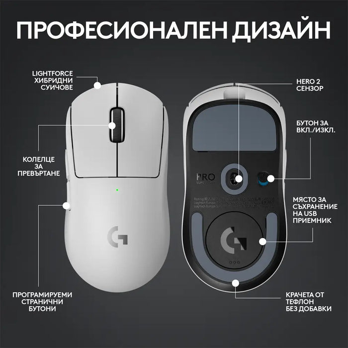 Gaming Mouse Logitech G Pro X Superlight 2 Wireless White - Gaming