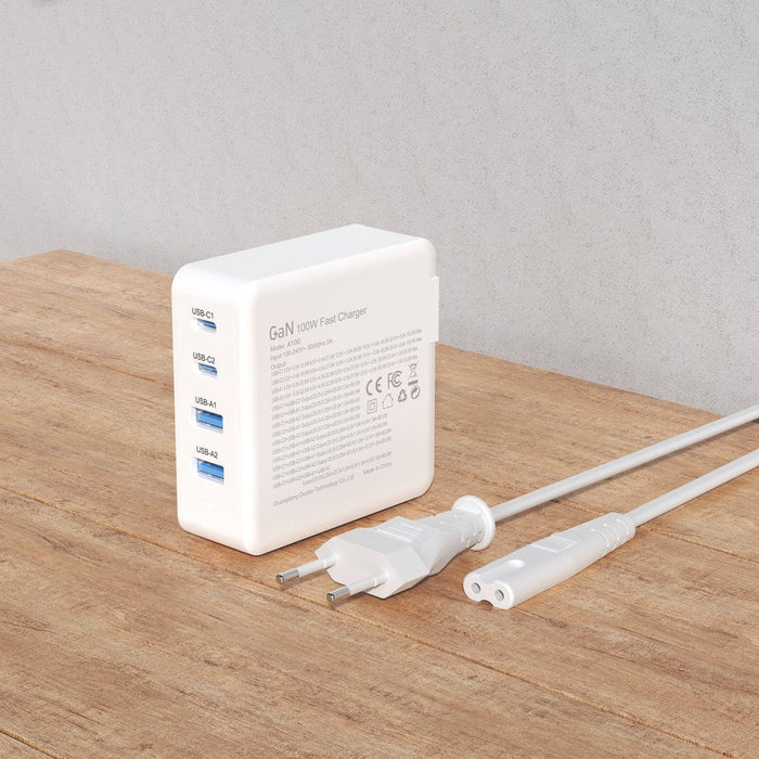 GaN 100W fast wall charger 2 x USB-C / 2 x USB Dudao A100EU - white - Cell phone USB charger<<<HurtelXML