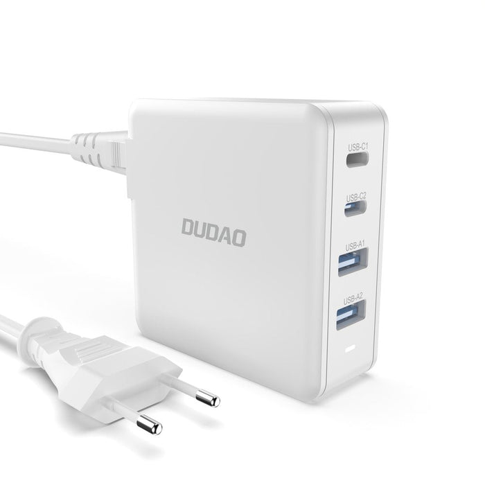 GaN 100W fast wall charger 2 x USB-C / 2 x USB Dudao A100EU - white - Cell phone USB charger<<<HurtelXML