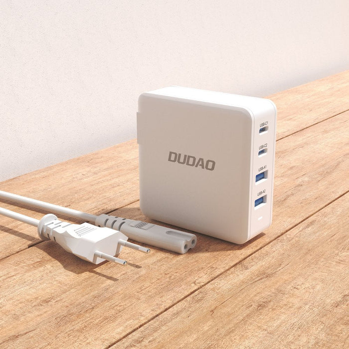 GaN 100W fast wall charger 2 x USB-C / 2 x USB Dudao A100EU - white - Cell phone USB charger<<<HurtelXML