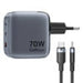 GaN Vention USB-C + C + A 70W Charger + USB-C-C Cable 1m (Gray) - mains chargers<<<Chargers<<<GSM