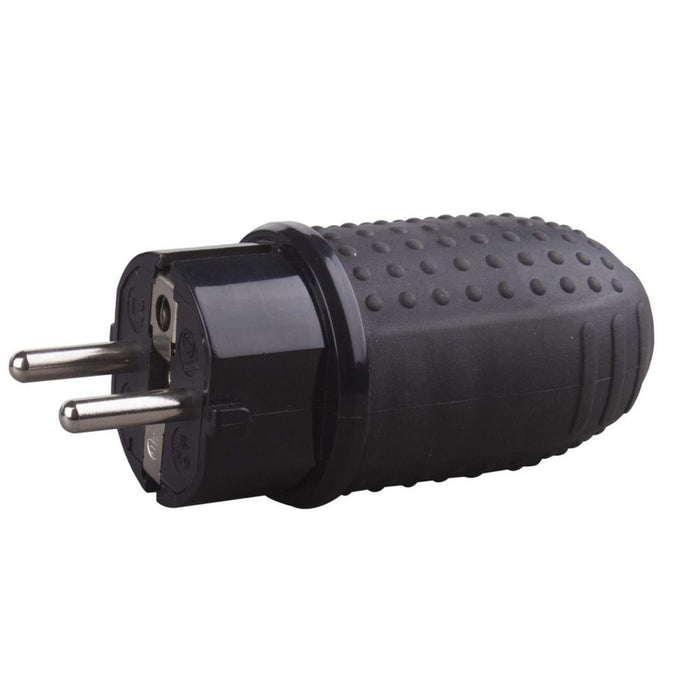 PLUG BLACK 2P+T 16A IR44 250V RUBBERIZED