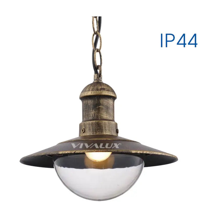 GARDEN LANTERN PENDANT E27 IP44 ANTIQUE BRASS VIVALUX RIVIERA - Градински фенери<<<Външно