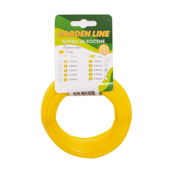 CORD FOR TRIMMER PROFILE SQUARE GARDEN LINE 2.4 MM 15 M