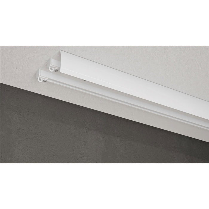 DOUBLE-CHANNEL ALUMINUM CORNICE WITH BLADE GARDINIA OLEA 200 CM. WHITE