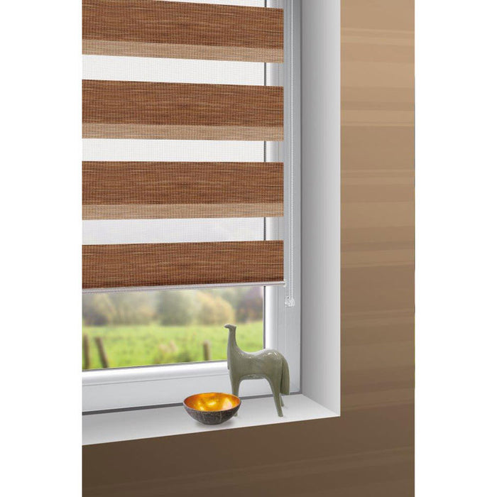 PREMIUM DOUBLE ROLL BLIND GARDINIA 68X215 CM. NATURE BROWN