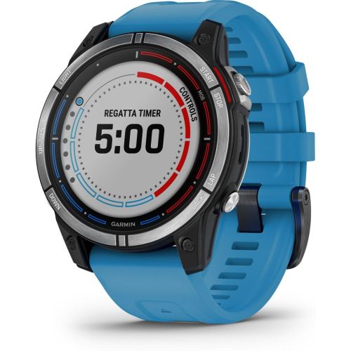 Garmin Quatix 7 Base Smart Watch 47mm, GPS, 10ATM, Graphite with Light Blue Silicone Band EU