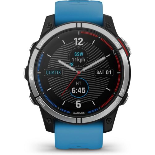 Garmin Quatix 7 Base Smart Watch 47mm, GPS, 10ATM, Graphite with Light Blue Silicone Band EU