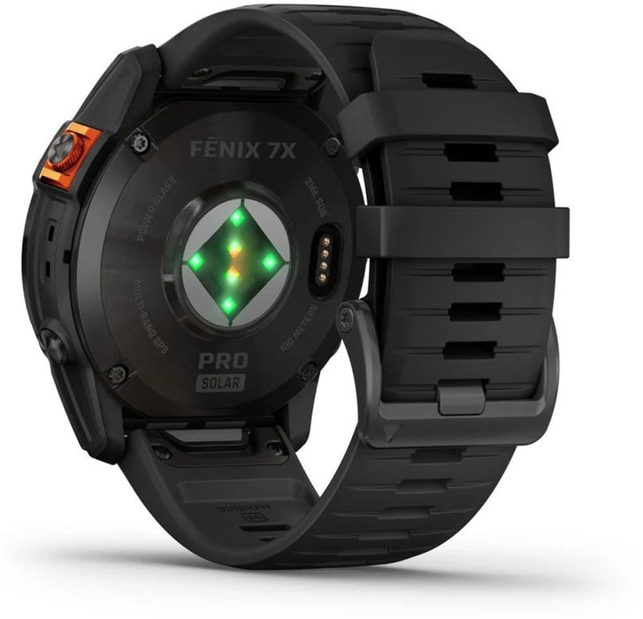 Garmin Fenix 7X Pro Solar Smart Watch 51mm, GPS, Black with Black Silicone Band EU
