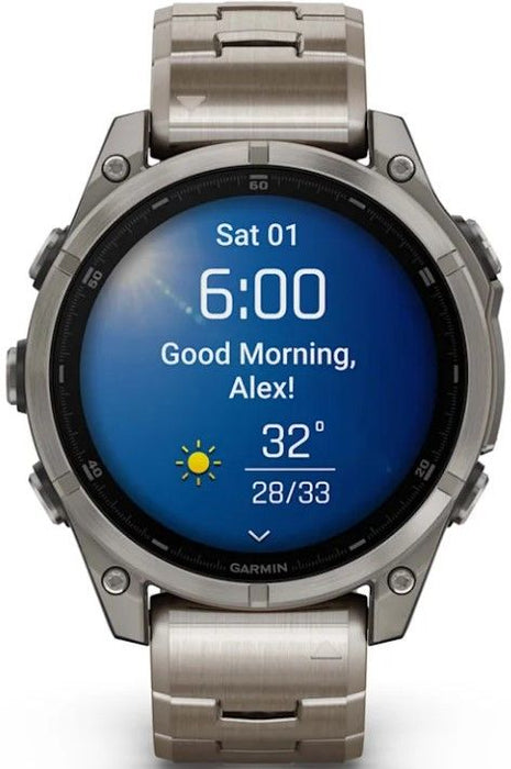Garmin Fenix 8 3.56 cm (1.4") AMOLED 47 mm Digital 454 x 454 pixels Touchscreen Titanium Wi-Fi GPS (satellite)