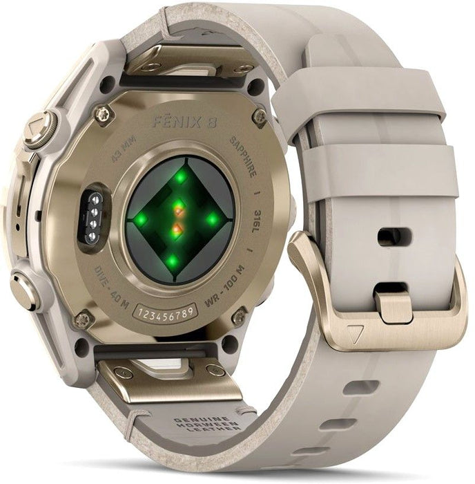 Garmin Fenix 8 3.3 cm (1.3") AMOLED 43 mm Digital 416 x 416 pixels Touchscreen Gold Wi-Fi GPS (satellite)