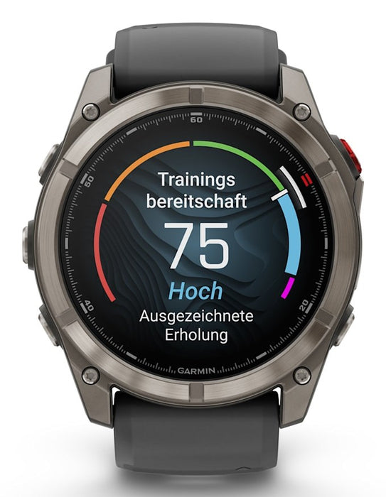Garmin fēnix 8 Pro 3.56 cm (1.4") AMOLED 51 mm Digital 454 x 454 pixels Touchscreen Graphite, Titanium Wi-Fi GPS (satellite)