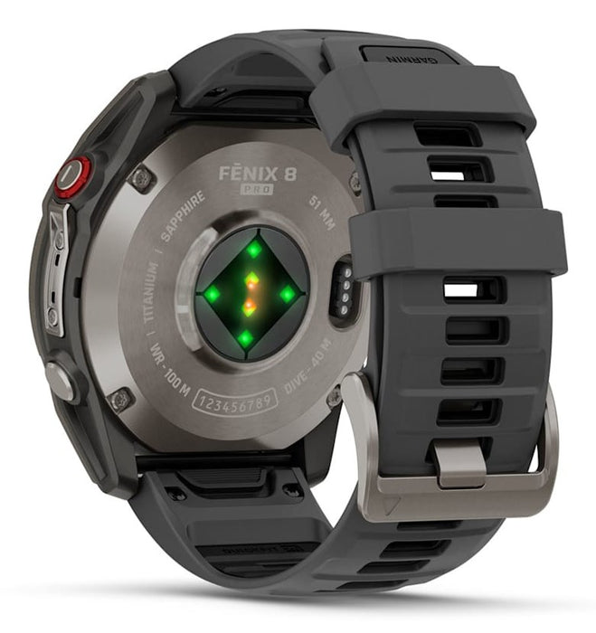 Garmin fēnix 8 Pro 3.56 cm (1.4") AMOLED 51 mm Digital 454 x 454 pixels Touchscreen Graphite, Titanium Wi-Fi GPS (satellite)