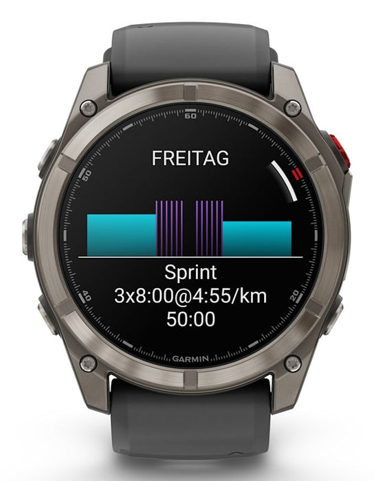 Garmin fēnix 8 Pro 3.56 cm (1.4") AMOLED 51 mm Digital 454 x 454 pixels Touchscreen Graphite, Titanium Wi-Fi GPS (satellite)