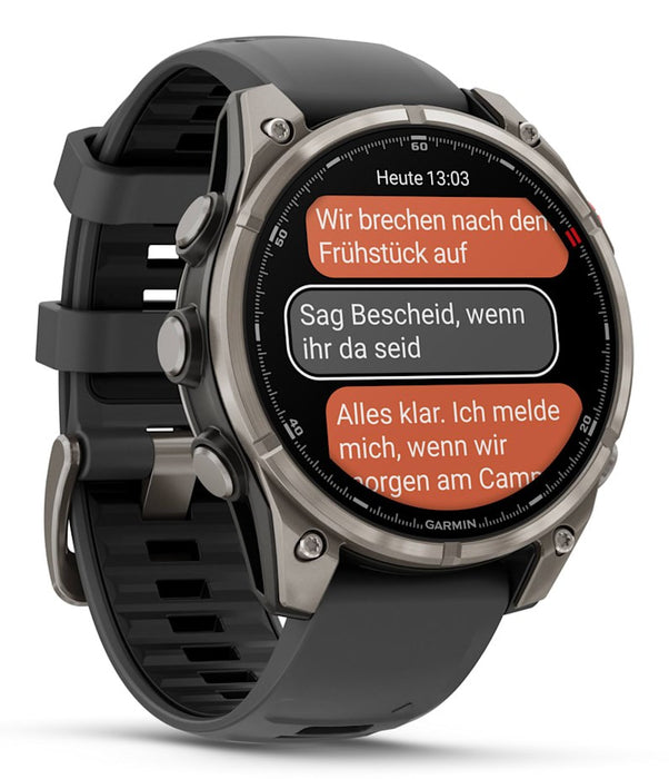Garmin fēnix 8 Pro 3.56 cm (1.4") AMOLED 47 mm Digital 454 x 454 pixels Touchscreen Graphite, Titanium Wi-Fi GPS (satellite)