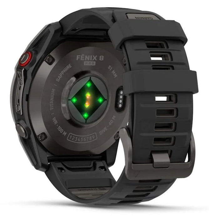 Garmin fēnix 8 Pro 3.56 cm (1.4") AMOLED 51 mm Digital 454 x 454 pixels Touchscreen Black, Grey, Titanium Wi-Fi GPS (satellite)