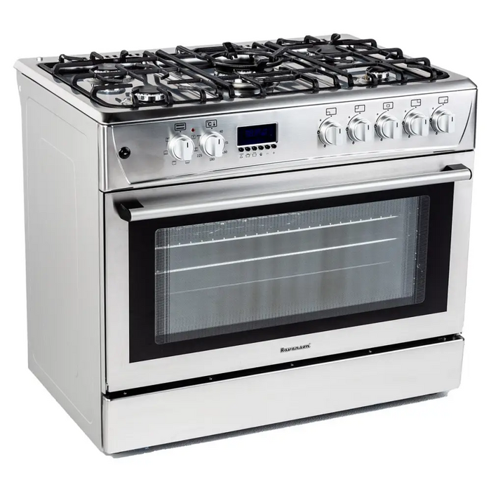 Gas-electric Cooker Ravanson KWGE-K90 Cheff Modern (silver) - Free-standing kitchensAGD-KWS<<<Home Appliance