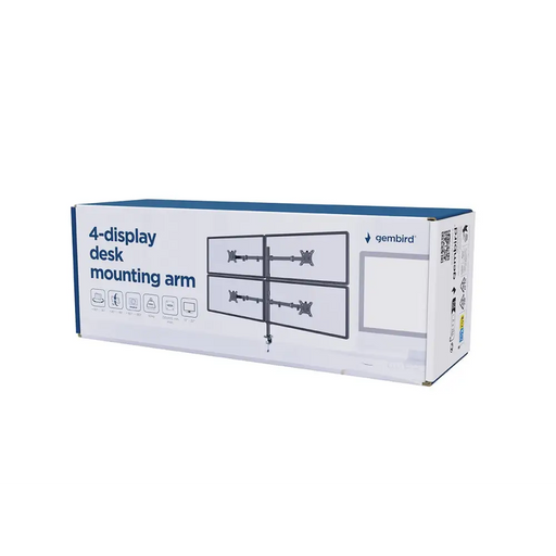 Gembird MA-D4-01 Adjustable desk 4-display mounting arm (rotate tilt swivel) 13”-32” up to 10kg per screen - Monitors