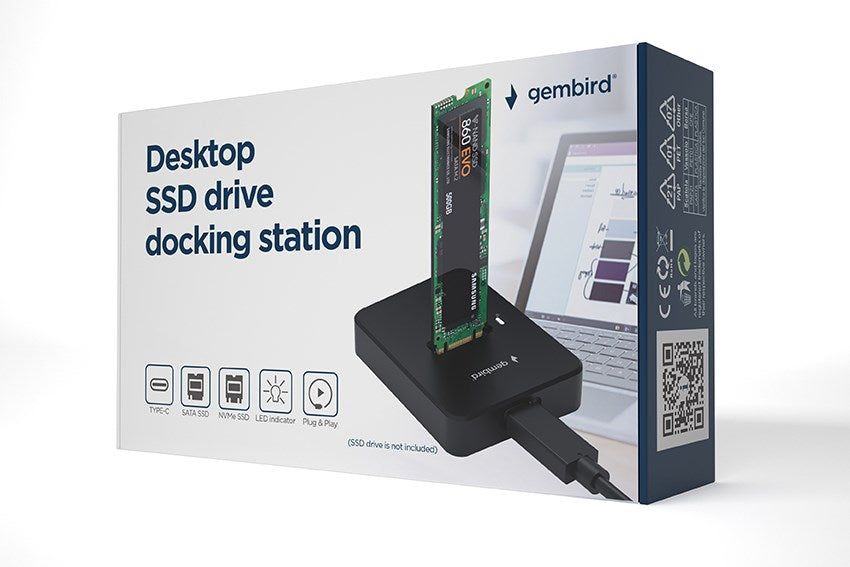 Gembird DD-U3M2 storage drive docking station USB 3.2 Gen 1 (3.1 Gen 1) Type-C Black