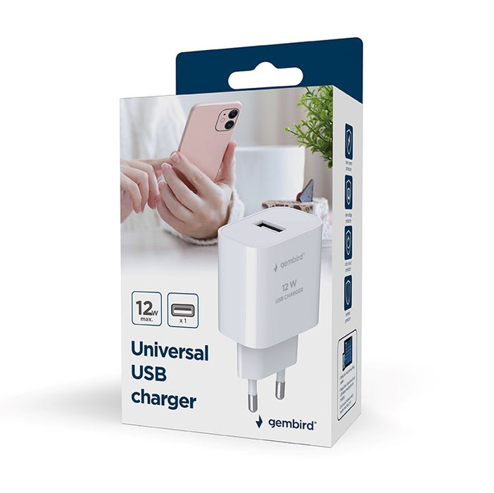 Gembird TA-UC-1A12-01 Universal USB charger, 2.4 A, white