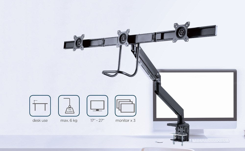 Gembird MA-DA3-03 monitor mount / stand 68.6 cm (27") Desk Black